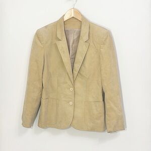 VINTAGE Ultra Suede Blazer Butter Tan Loght Weight Size 8 Petite.